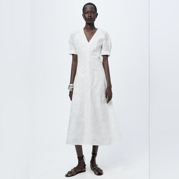 Zara EMBROIDERED EYELET DRESS ZW COLLECTION - Picture 3 of 10